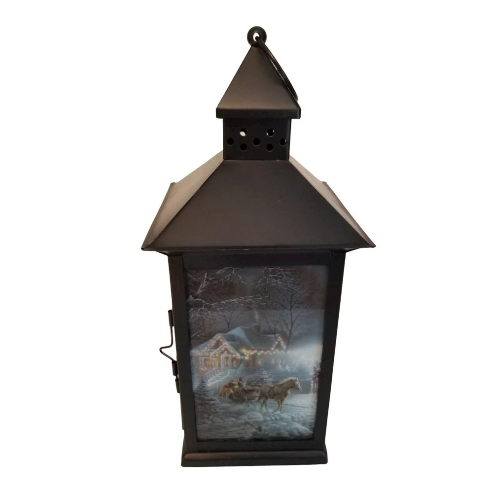Vintage Terry Redlin Light Up Christmas Lantern Decoration Battery Working